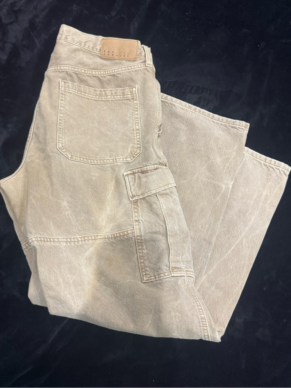 PacSun Baggy Cargo Jeans 32x32 Tan Beige Y2K Wide Leg Pants